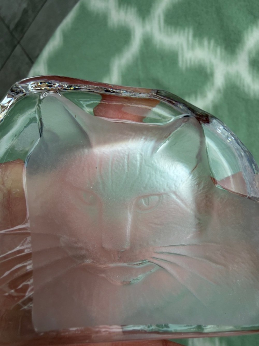 Clear and frosted Glass Cat Sculpture Paperweight or Decor - Clear - Picture 5 of 8